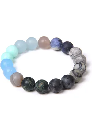 Marama Armband Sea - matte ronden kralen halfedelsteen - elastisch