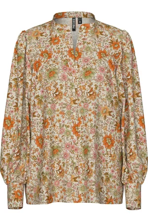 Pieces® Blouse Pcashley Ls Shirt Wvn D2d 17141357 Birch/green/orange Dames