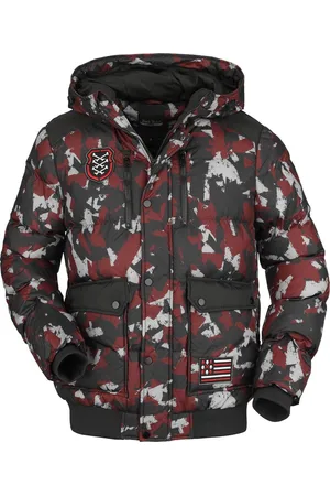 Rock Rebel Overgangsjas in rood en zwart met patches Mannen - L
