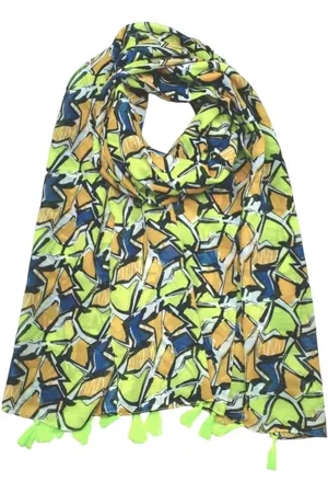 Merkloos Lange dames sjaal Joan fantasiemotief neon wit blauw zwart oranje
