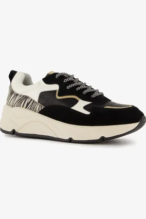 Hush Puppies Leren dames dad sneakers zebraprint -