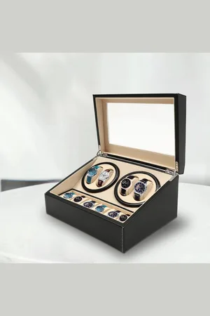 Merkloos Horlogewinder - display-box - 4+6 horloges - 230V - + crème (horloge opwinder, watchwinder, automatisch opwinden horloges)