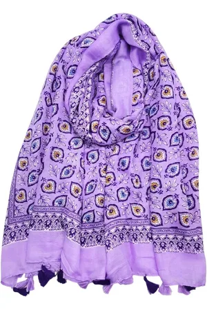 Merkloos Lange dames sjaal Iris gebloemd motief licht pruim mauve wit geel blauw