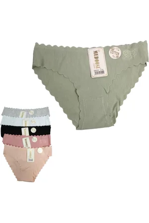 Merkloos Slips - 4-Pack - 4 naadloze, geribbelde damesslips