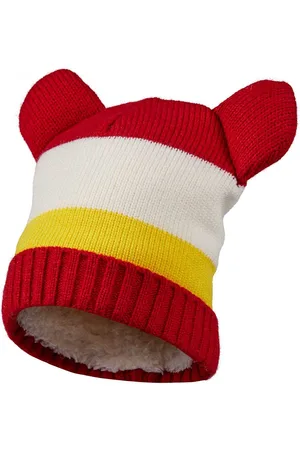 Apollo Feest baby muts - Warme babymuts carnaval - Rood-wit-geel - one size - Baby muts oeteldonk - Carnaval - Feestartikelen - Party
