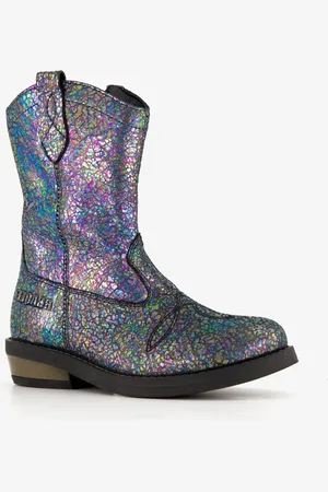 Braqeez Leren meisjes cowboy western boots metallic