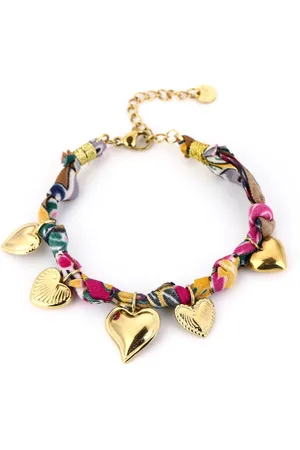MICHELLE Stoffen armband gevlochten | Multiple Hearts | - Liefde - Valentijn