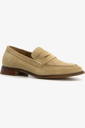 Hush Puppies Suede dames loafers donkerbeige