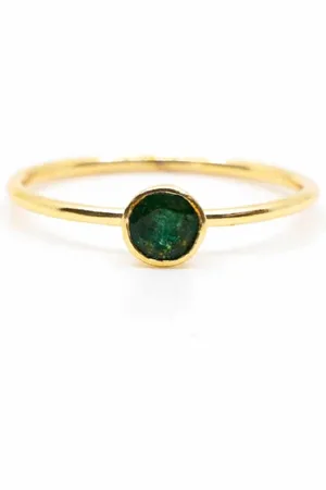 Spiru Geboortesteen Ring Smaragd Mei – 925 Zilver & Verguld (