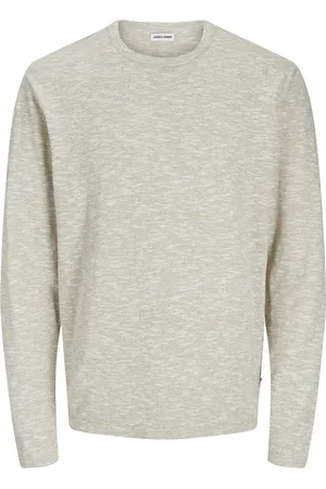 JACK & JONES Trui Jjesummer Knit Crew Neck Sn 12269631 Crockery/white Mannen