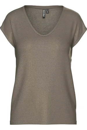 Pieces® T-shirt Pcbillo Tee Lurex Stripes Jrs Noos 17078572 Morel Dames