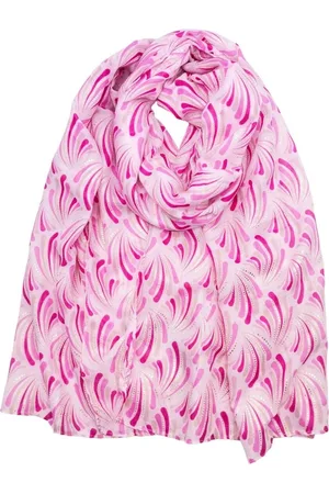 Merkloos Lange dames sjaal Henriet fantasiemotief roze licht perzik lichtroze goud