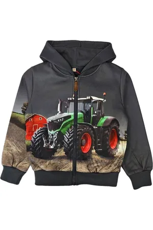 Merkloos Kinder vest tractor trekker kleur grijs hoodie capuchon maat 146/152
