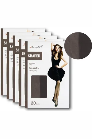 Merkloos Licht Grijze casual panty 5 pack / 20 denier