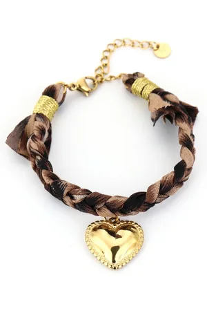 MICHELLE Stoffen armband gevlochten | Heart | - Liefde - Valentijn