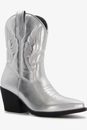 Blue Box Dames cowboy western laarzen zilverkleurig