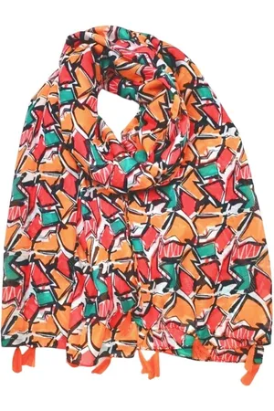 Merkloos Lange dames sjaal Joan fantasiemotief neon wit rood zwart groen