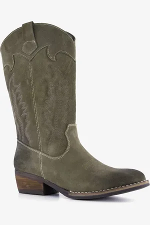 Harper Suede dames cowboy western laarzen donkergroen