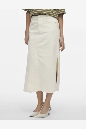 VILA VINUS HW MIDI DENIM SKIRT/PB - Dames - Rokken