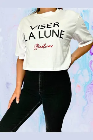 Merkloos Crop top dames - - maat S - opdruk - Casual en trendy - Korte mouwen top met opdruk - Zomerse outfit - Fashion dames
