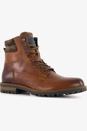 Van Beers Leren heren veterboots cognac