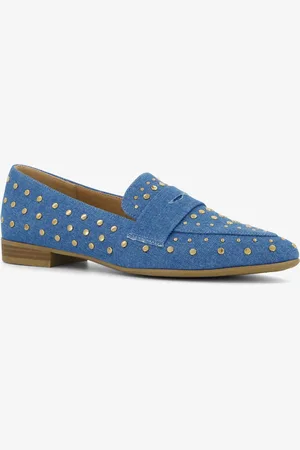 Blue Box Dames loafers denim met studs -