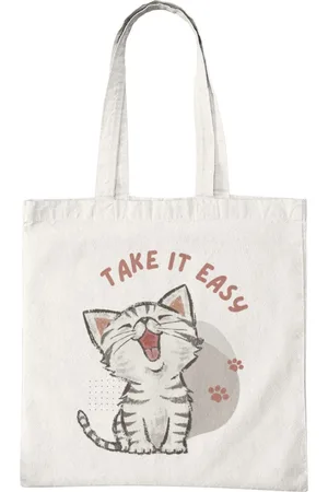 Merkloos Katoenen Tas met Print - Take It Easy Design - Tote Bag