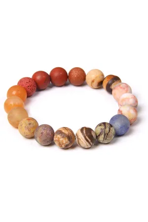 Marama Armband Desert - matte ronde kralen natuursteen - elastisch - 19-24 cm.