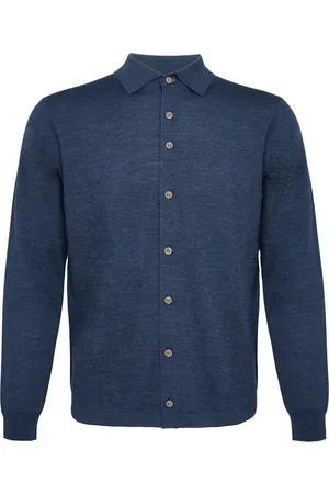 R2 Amsterdam Knitted Pull Shirt Merino Donkerblauw