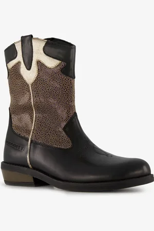 Braqeez Leren meisjes cowboy western boots goud