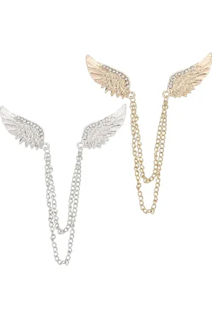 Merkloos Angel Wing Broche Pin 2 stuks strass voor bruiloft feest - mantel pak shirt kraag decoratie - unisex sieraden accessoires cadeau .