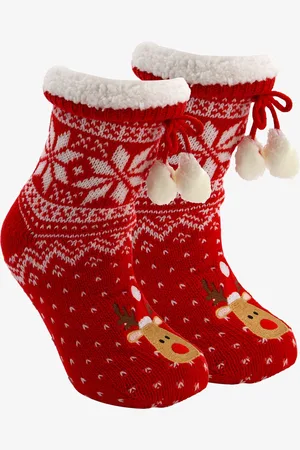 Scapino 1 paar kinder kerst huissokken met rendier - - 100% Acryl - Extra zacht