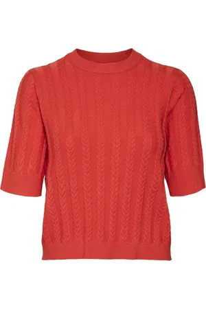 VERO MODA Trui Vmjenny Ss O-neck Pullover Ga Boo 10321462 Fiery Red/solid Dames