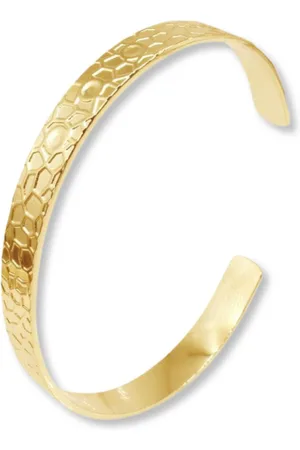 Marama Armband Jungle - titanium met gouden plating - bangle met reliëf - licht buigbaar - damesarmband - verfijnde print - damesarmband - cadeau dames
