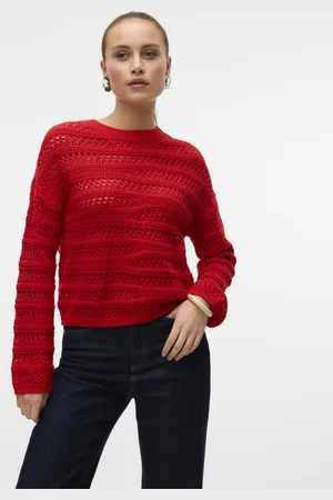 VERO MODA Trui Vmlilja Ls O-neck Pullover Ga 10321472 Fiery Red Dames