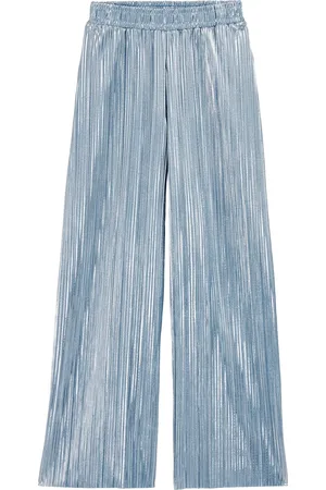 WE Fashion Meisjes plisse pantalon met metallic look
