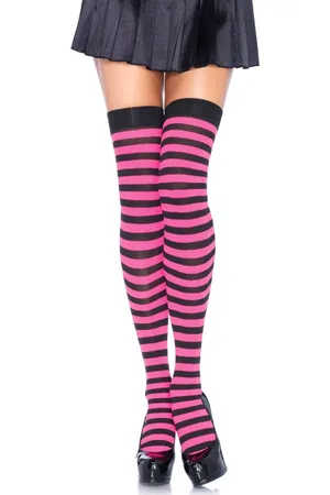 Leg Avenue Striped nylon thigh highs