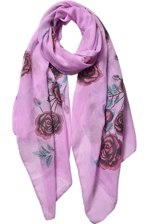 Clayre & Eef Juleeze Sjaal Dames Print 70x180 cm Paars Synthetisch Shawl Dames