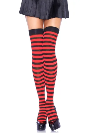 Leg Avenue Striped nylon thigh highs