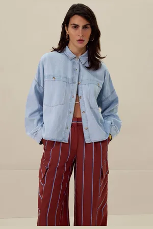 Sissy-Boy Lichtblauwe cropped denim blouse