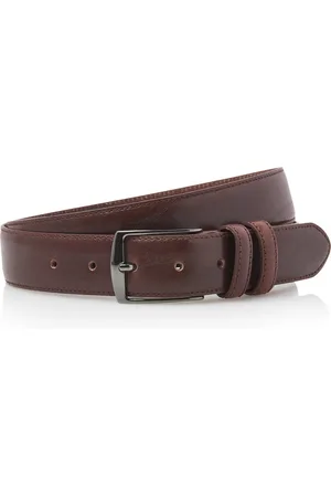 Timbelt Bruine pantalon riem 3.5 cm breed - Volnerf leder - bruine pantalonriem - riemmaat 115 - totale lengte 130 cm