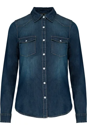 Kariban Dames denim blouse lange mouwen K518 - - XXL