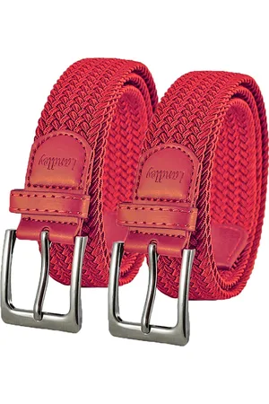 Landley Elastische Gevlochten Stretch Riemen Duopack - Voordeelset met 2 riemen - Dames en Heren - - Lengte totaal 100 cm / Riemmaat 85