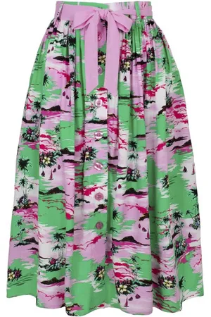 Hell Bunny Kai Skirt Medium-lengte rok meerkleurig L Viscose Dames - Basics, Huwelijk
