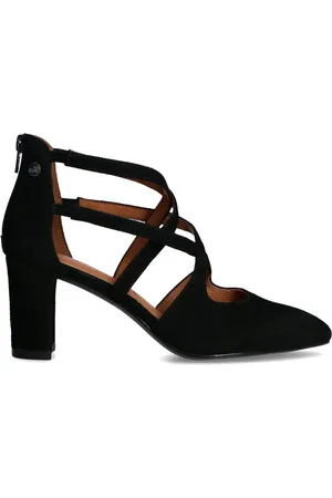 No Stress Dames - Zwarte suède pumps met ritssluiting