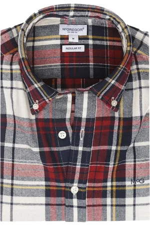 McGregor Overhemd Herringbone Ruit Blauw