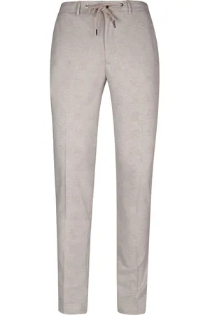 Suitable Pantalon Jersey Zandkleur Ruit