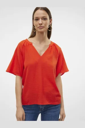 VERO MODA VMVICTORIA S/S V-NECK TOP WVN BTQ GA - Dames - Blouses