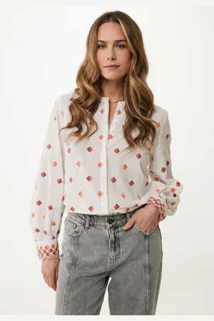 Mexx Embroidery Classic Blouse Off White Dames