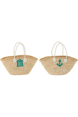 J-line Strandtas La Plage - ma??s - /wit/azuur - 2 stuks